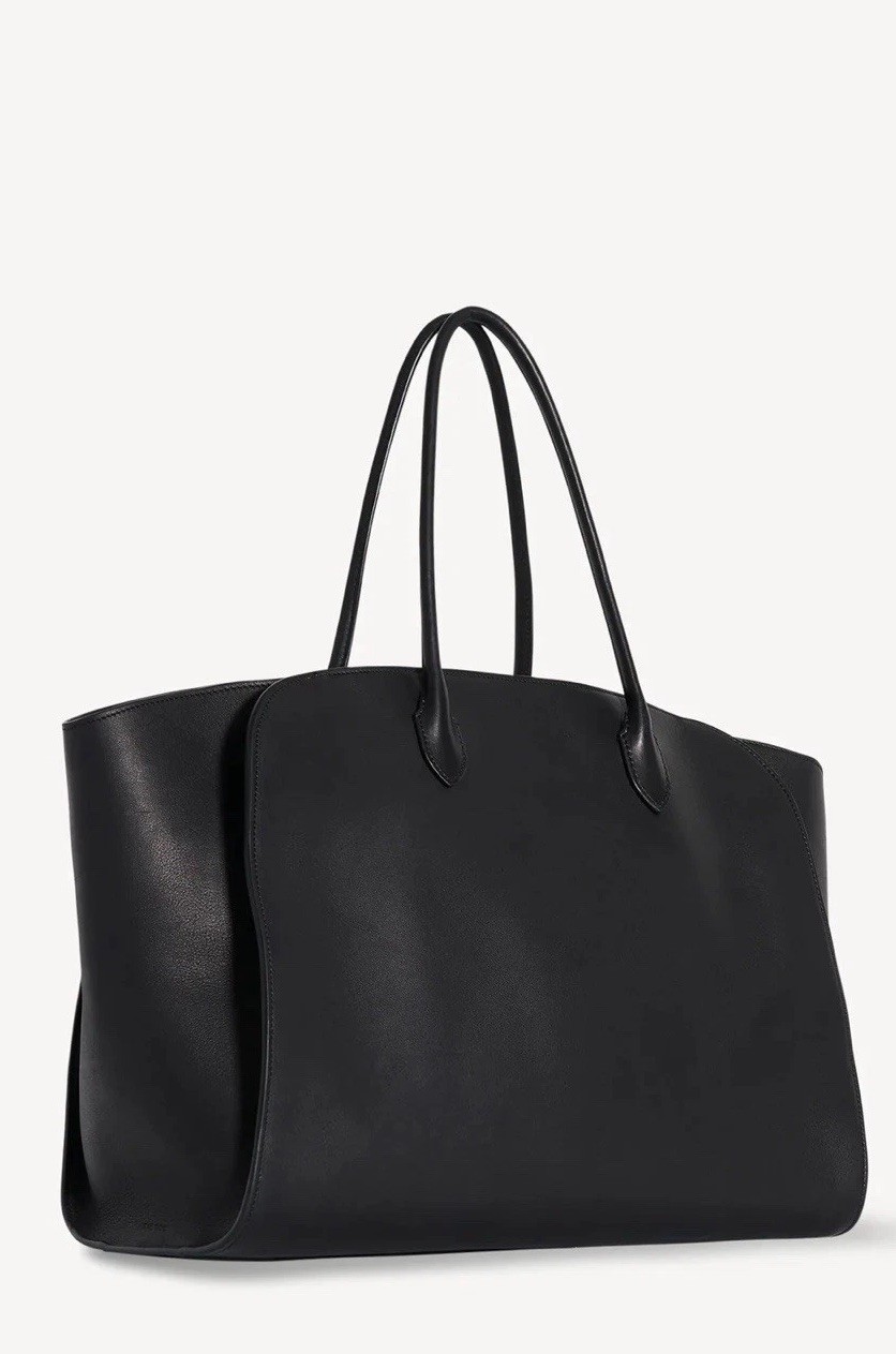 The Row Marlo 17 Tote Black Smooth Saddle Leather