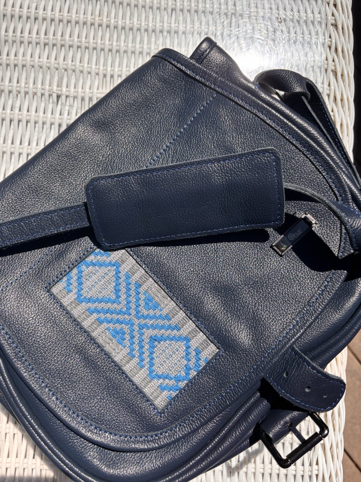ZAAF Blue Leather Crossbody Bag Handcrafted Ethiopia Luxury Tote Tibi Lining NEW