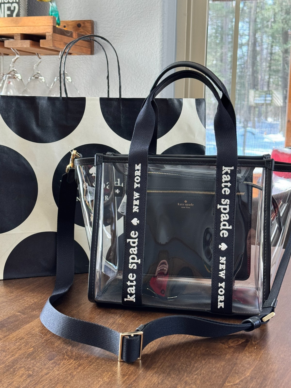 Kate Spade Kip Clear See Through Small Tote Crossbody Stadium Concert Handbag