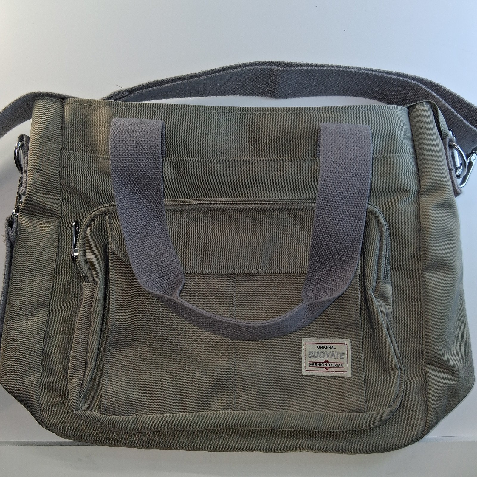 Suoyate Tote Bag Womens Gray Shoulder Purse Handbag Large Pockets Canvas Travel
