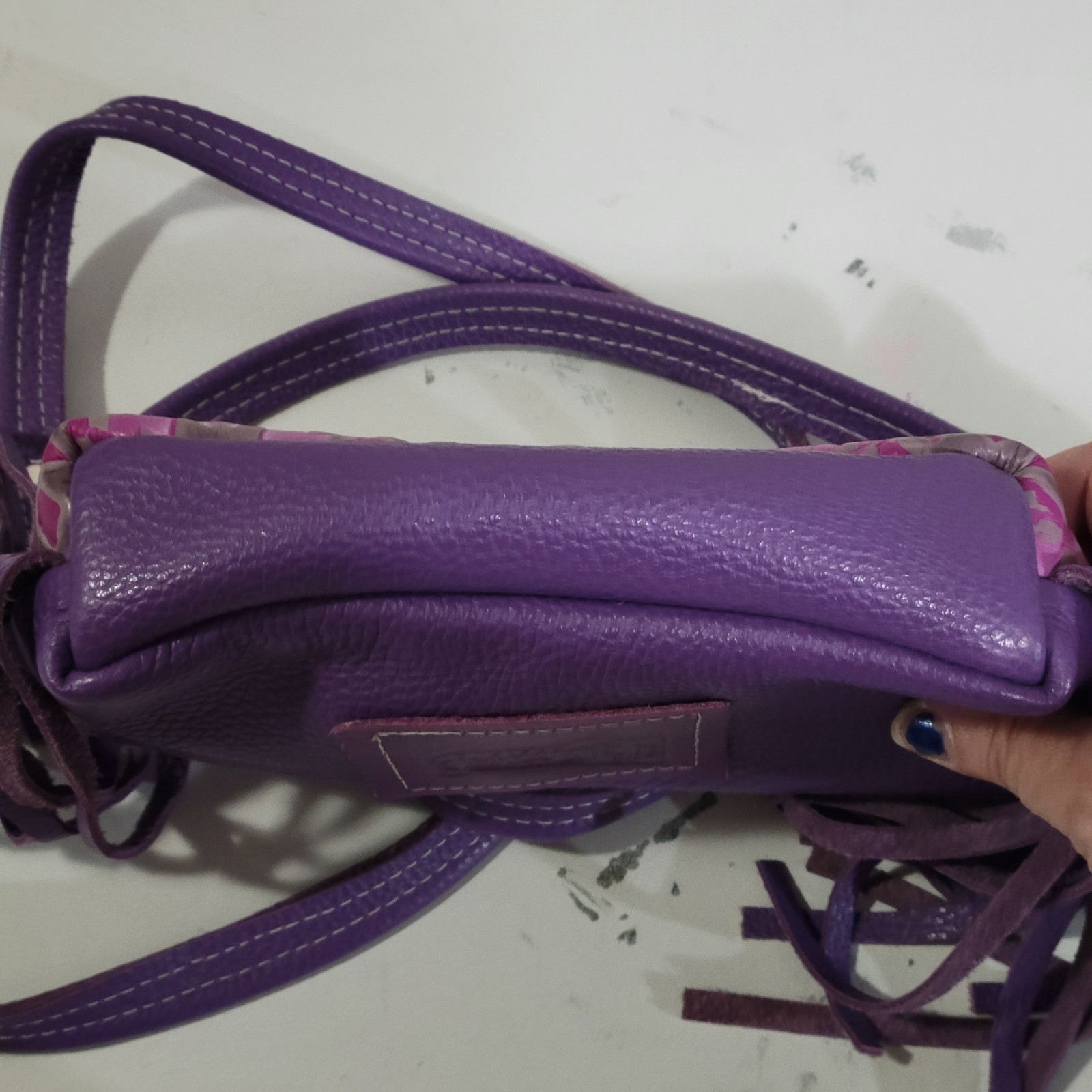 Dancing Cactus Designs Crossbody Bag Purple Leather Fringe Boho Western