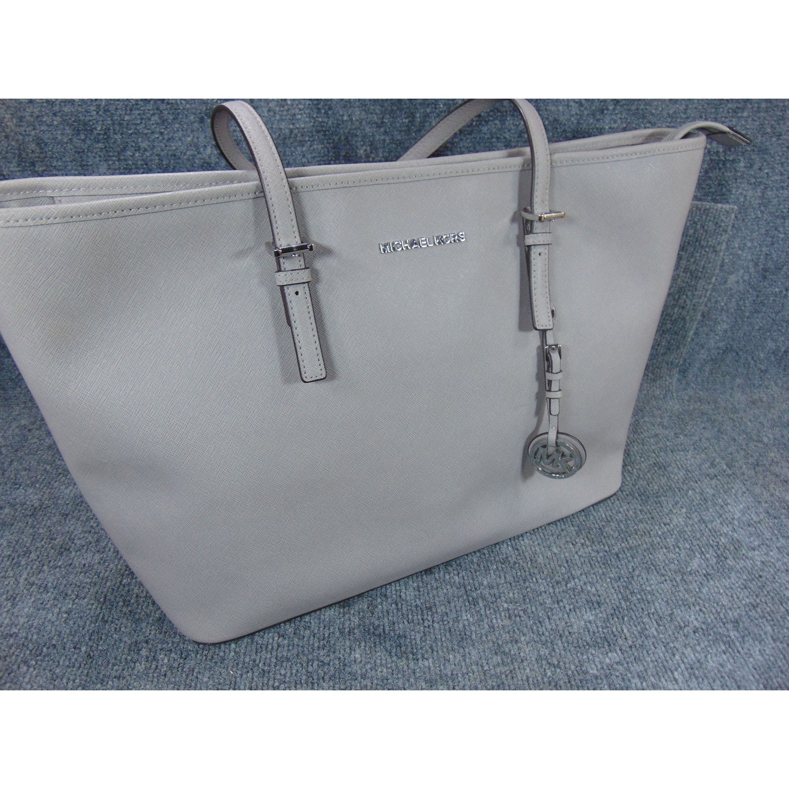 Michael Kors Laptop Jet Set Zip Top Multifunction Padded Saffiano Leather Tote