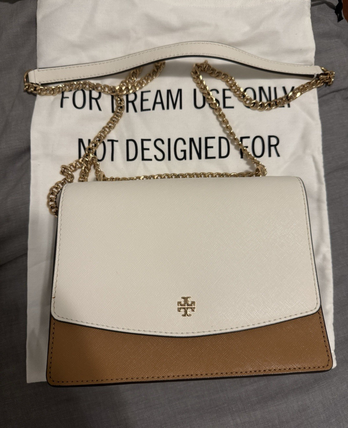 Tory Burch Small Colorblock Crossbody Chain Strap Magnetic Closure Dust Bag