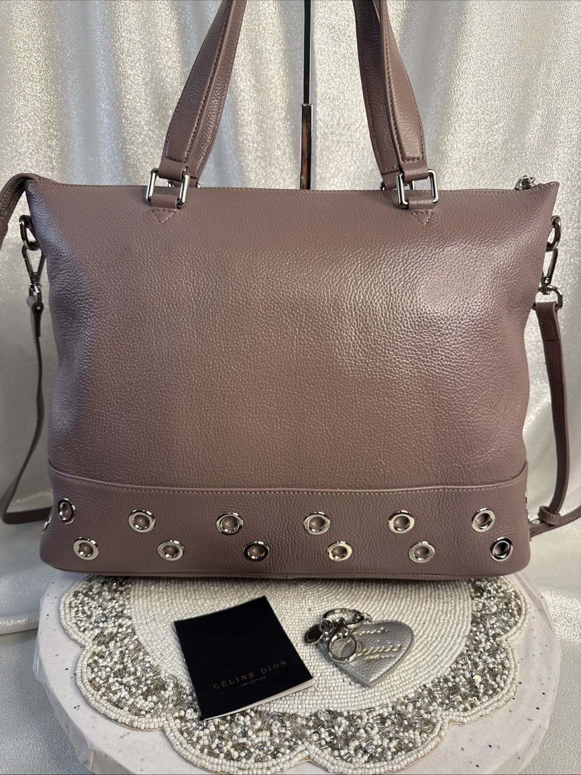 Celine Dion Falsetto Leather Mauve Hand Bag Crossbody NWOT