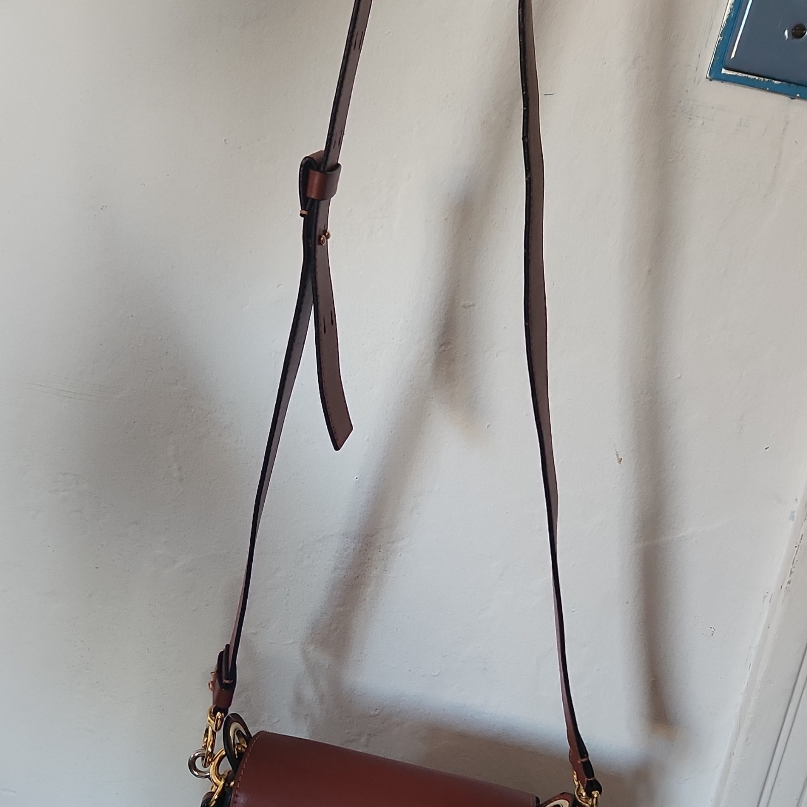 Chloé Brown Saddle Crossbody Bag Gold Hardware Flap Detachable Strap