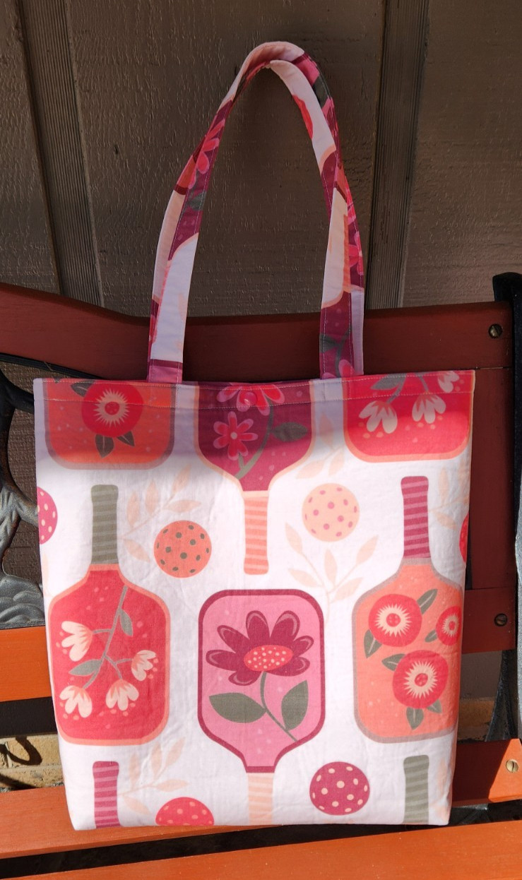 Custom Fabric Tote Bag Sturdy Pickleball Print Lined 12 x 14-inch Double Handles