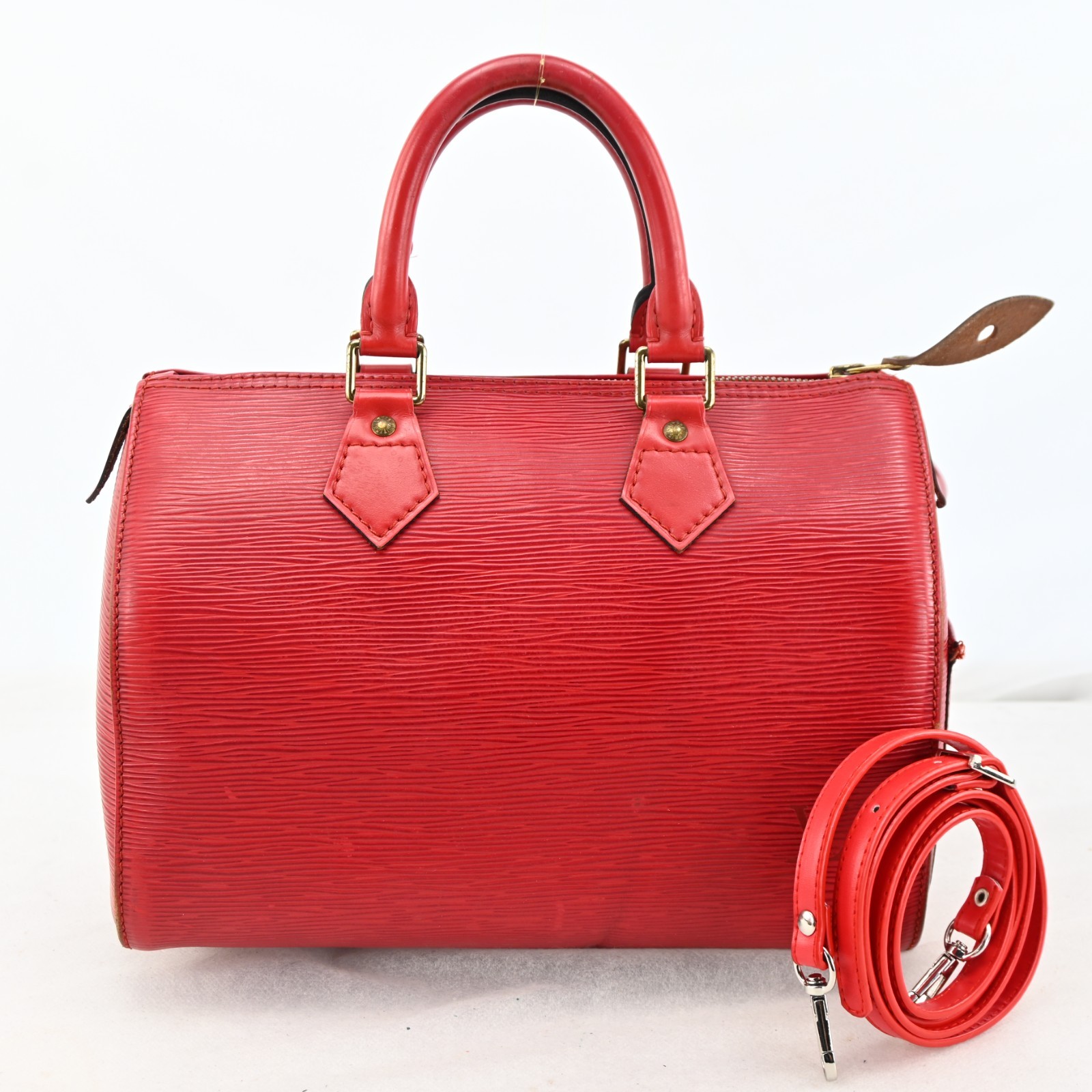 LOUIS VUITTON Epi Speedy 25 Hand Bag Red LV Auth N2923RT805
