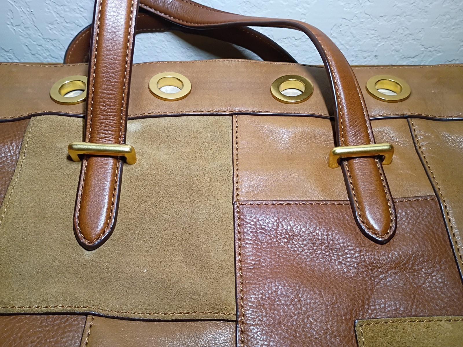 Rare Ralph Lauren Sample Development Leather Suede Tote Bag Cognac Brown LRL