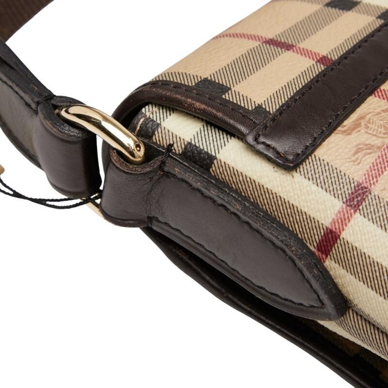BURBERRY Nova Check Shadow Horse Shoulder Bag PVC Leather Beige Brown Womens