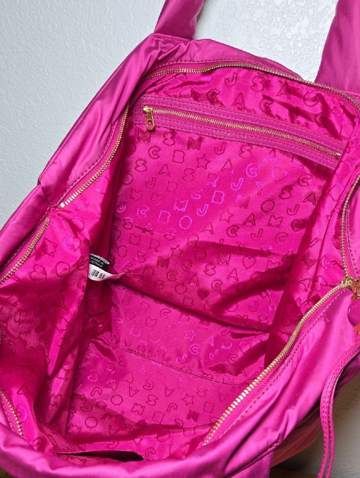 Marc by Marc Jacobs Zip top Nylon Leather Tote Orchid Pink Beachbag Lightweight