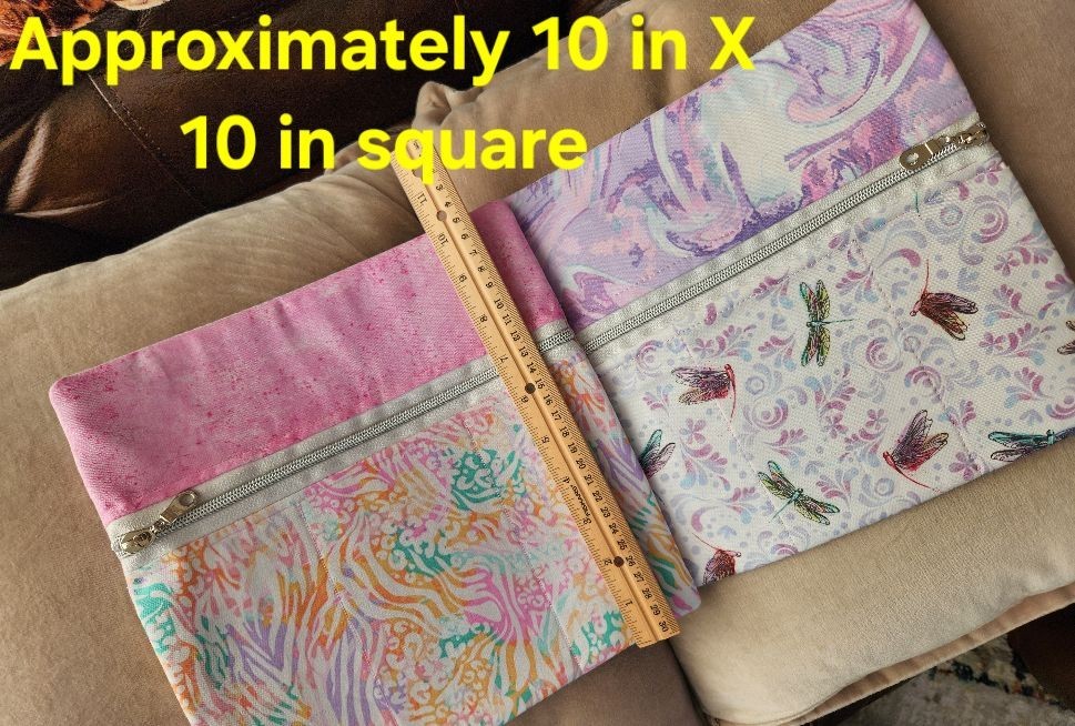 Two Medium Sized Cotton Fabric Zipper Storage Pouches – Pastels – Girls Organize