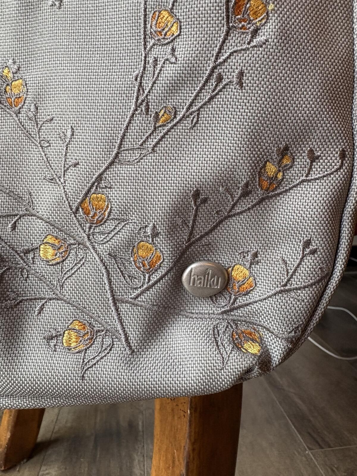 Haiku Gray Embroidered Crossbody Bag (9.5″× 2″× 10″)