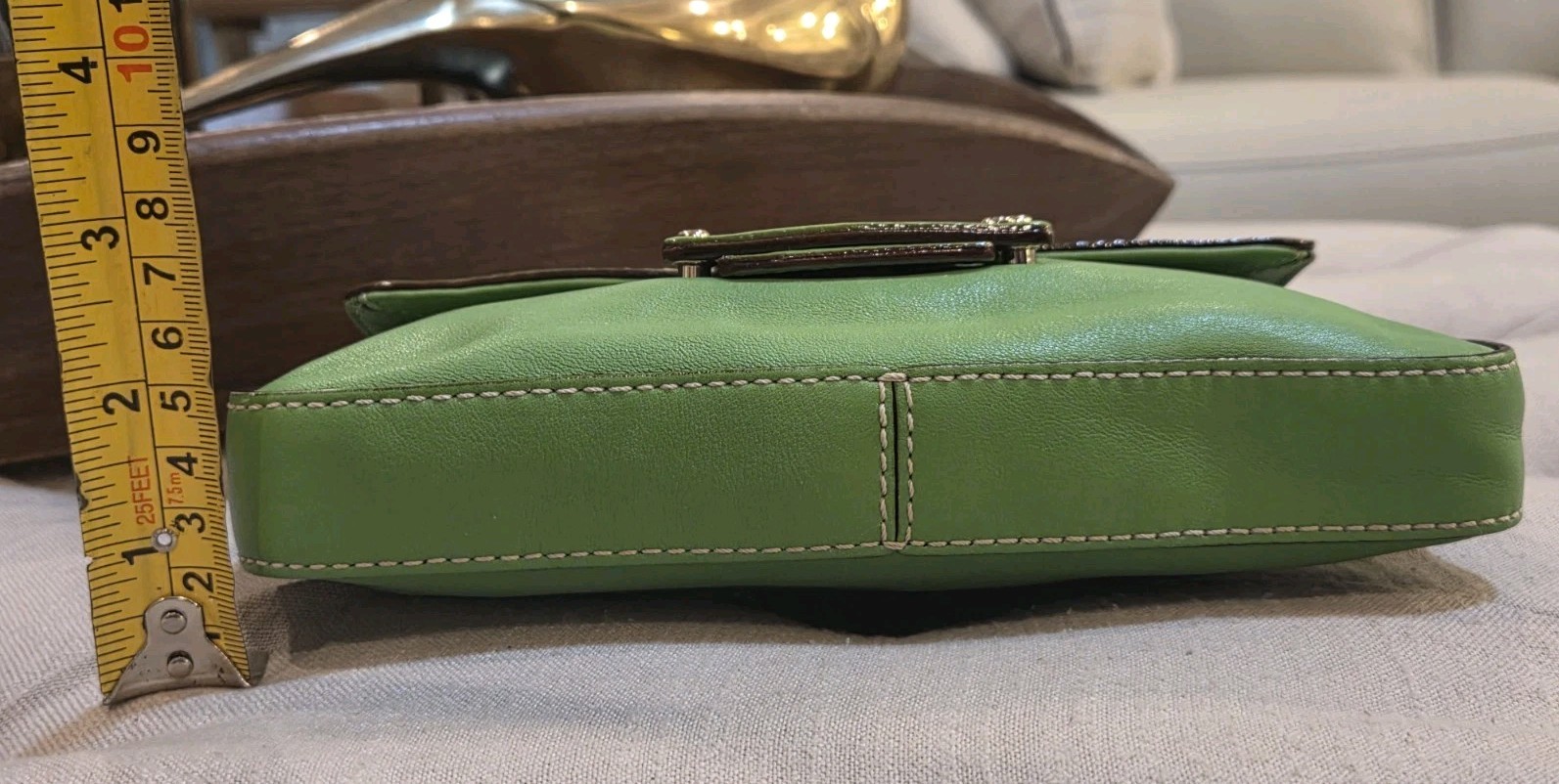 Vintage Y2K Kate Spade Green Leather Baguette Shoulder Bag Archival Grunge
