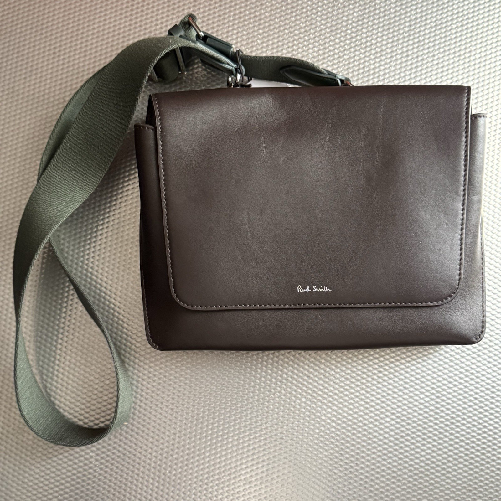 Paul Smith lime green and brown color-blocked crossbody bag