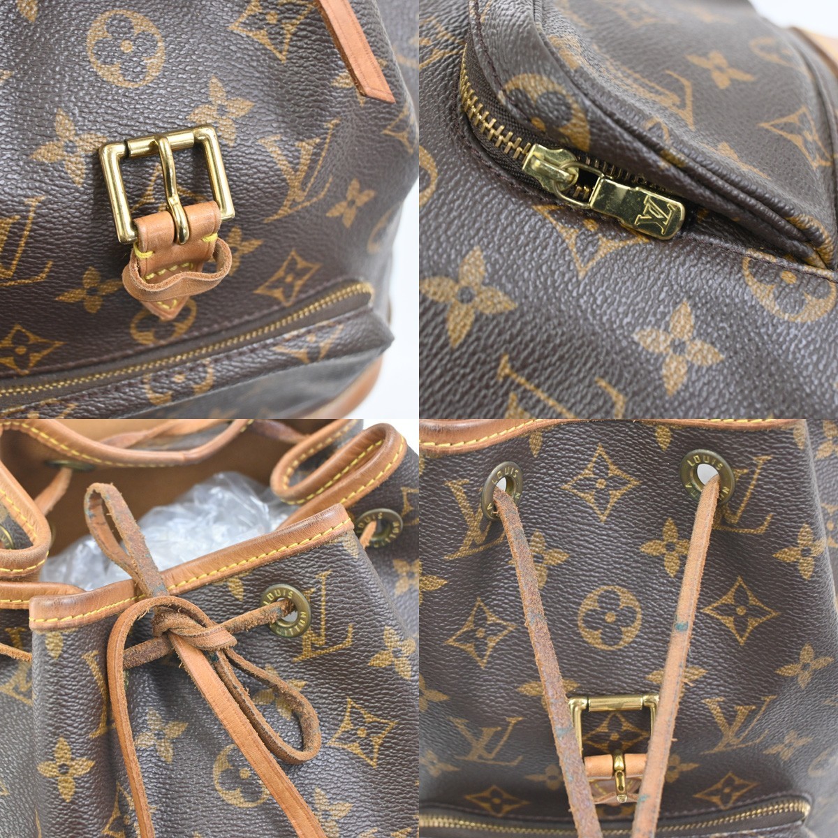 LOUIS VUITTON Montsouris MM Backpack Bag Monogram Leather Brown M51136 13CA842