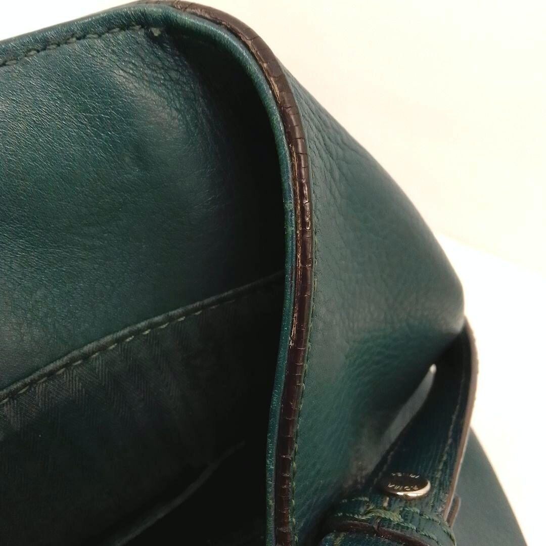 Fendi 2Jours Green Leather Tote Bag 2 Way Shoulder Strap Dust Bag Auth