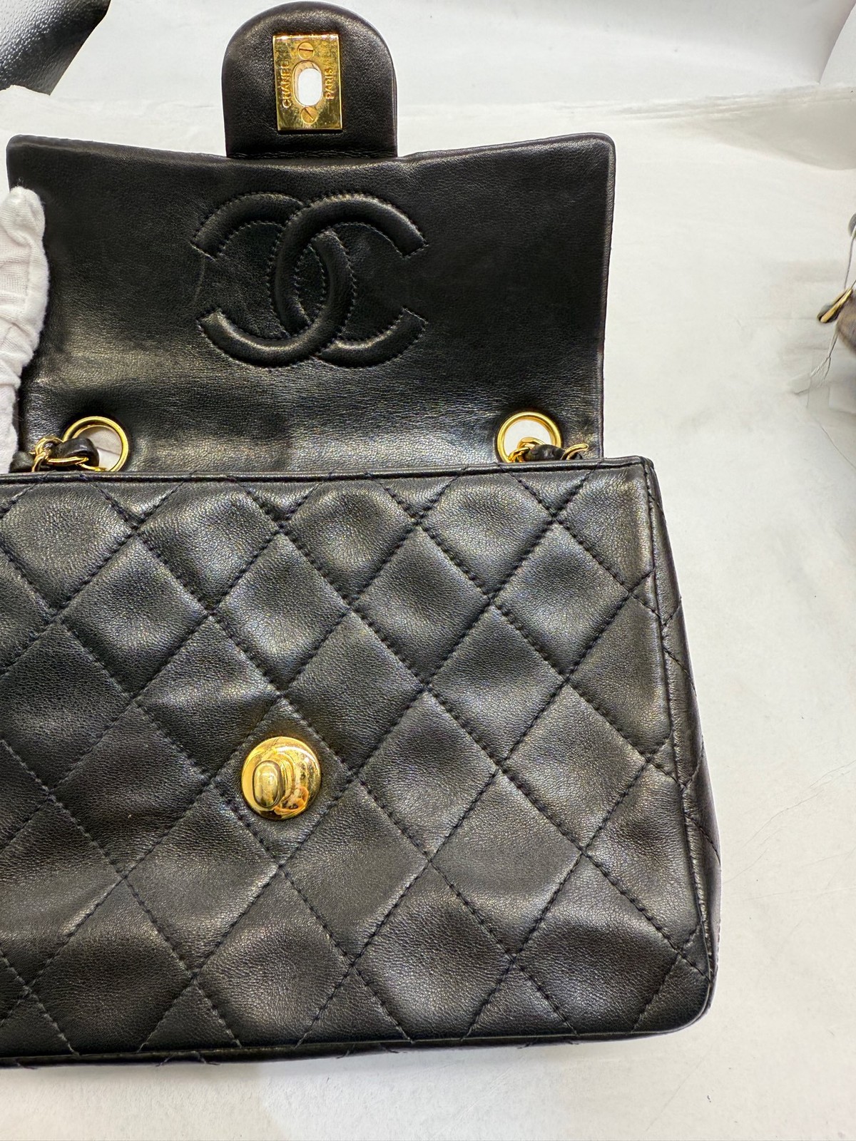 Chanel Caviar Black Leather Classic Chain Flap Crossbody Shoulder Bag