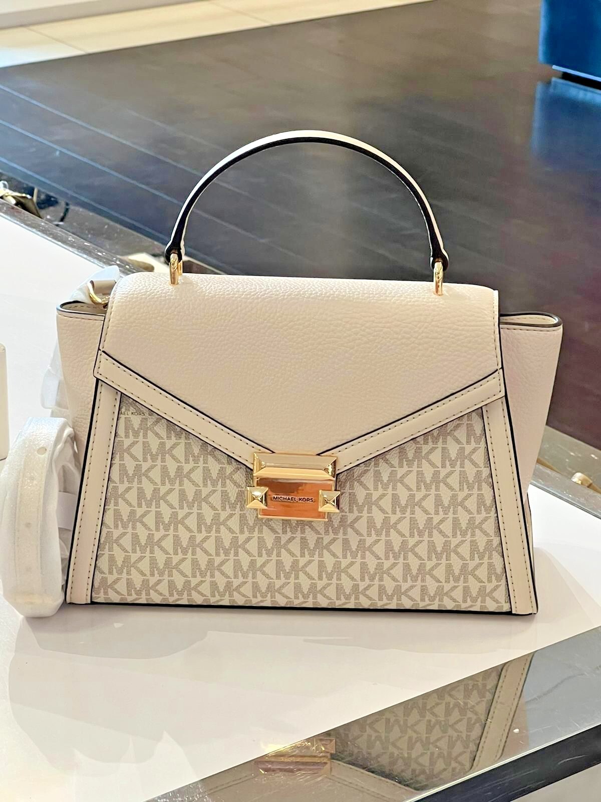 Michael Kors Whitney Medium Flap Satchel Crossbody Handbag Purse Bag Shoulder MK