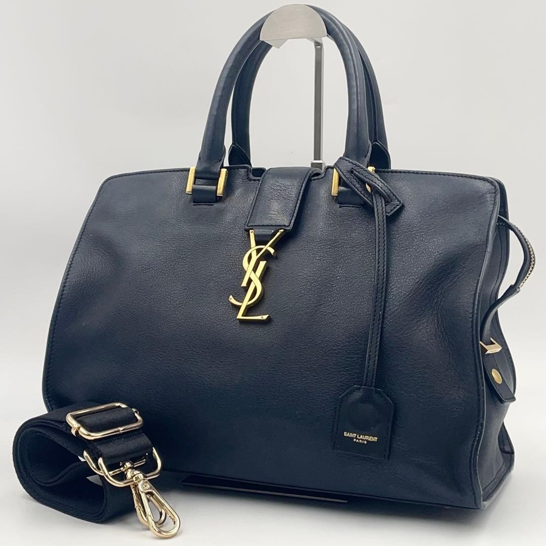 Saint Laurent Small Cabas Cassandra Black Handbag 2-Way Crossbody Japan 077295