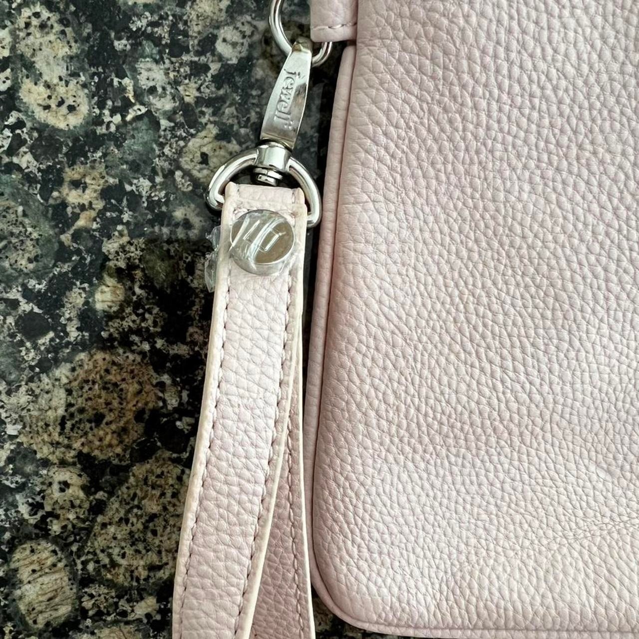 Soft Blush Pebbled Wristlet Clutch with Removable Strap