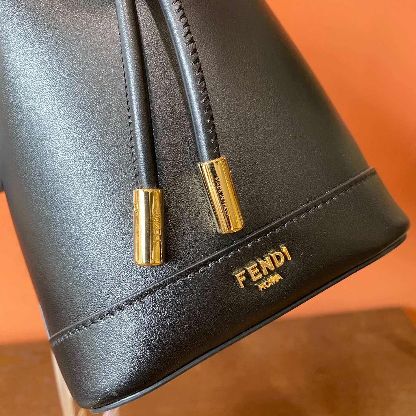 Fendi Mon Tresor Mini Bucket Bag in Black Smooth Calfskin Leather Bag