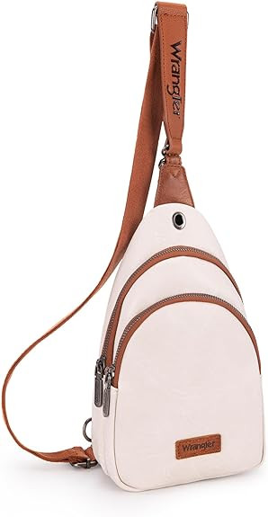 Wrangler Sling Bag/Crossbody/Chest Bag Dual Zippered Compartment Brown