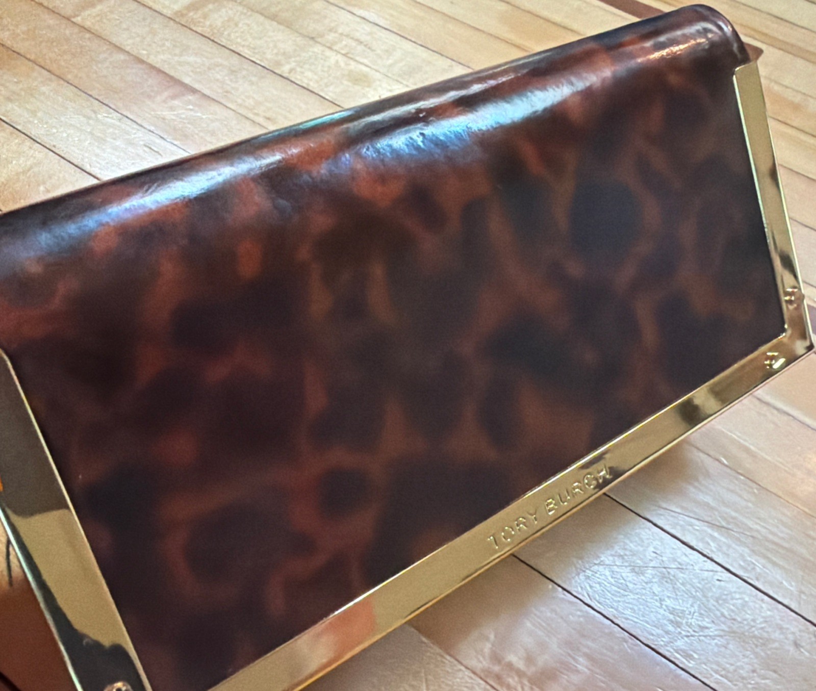 VINTAGE Tory Burch Tortoise Print Sunglasses Glasses Hard Case Gold