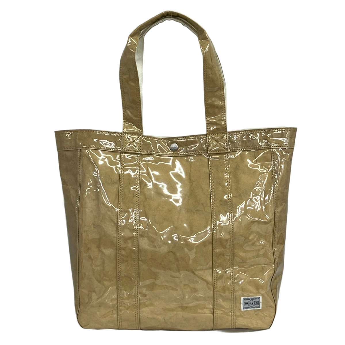 Porter /Yoshida Dice Light Brown PVC Specialty Polyethylene Fabric Tote Bag