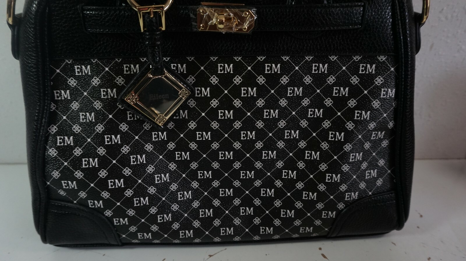 Danbury Mint Monogrammed EM Personalized Leather Purse Handbag Shoulder Bag
