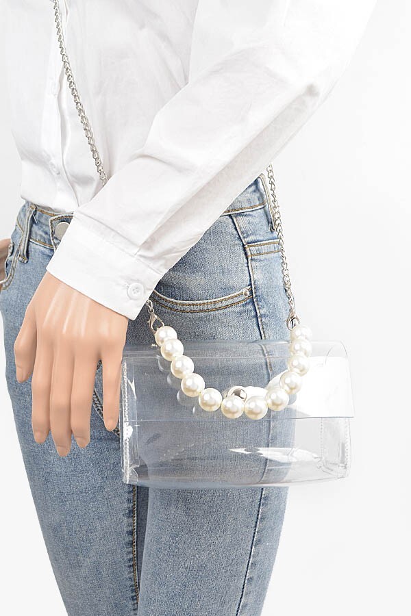 BNWT Brand New Transparent Pearl Handle Stadium Bag Cleared Bag