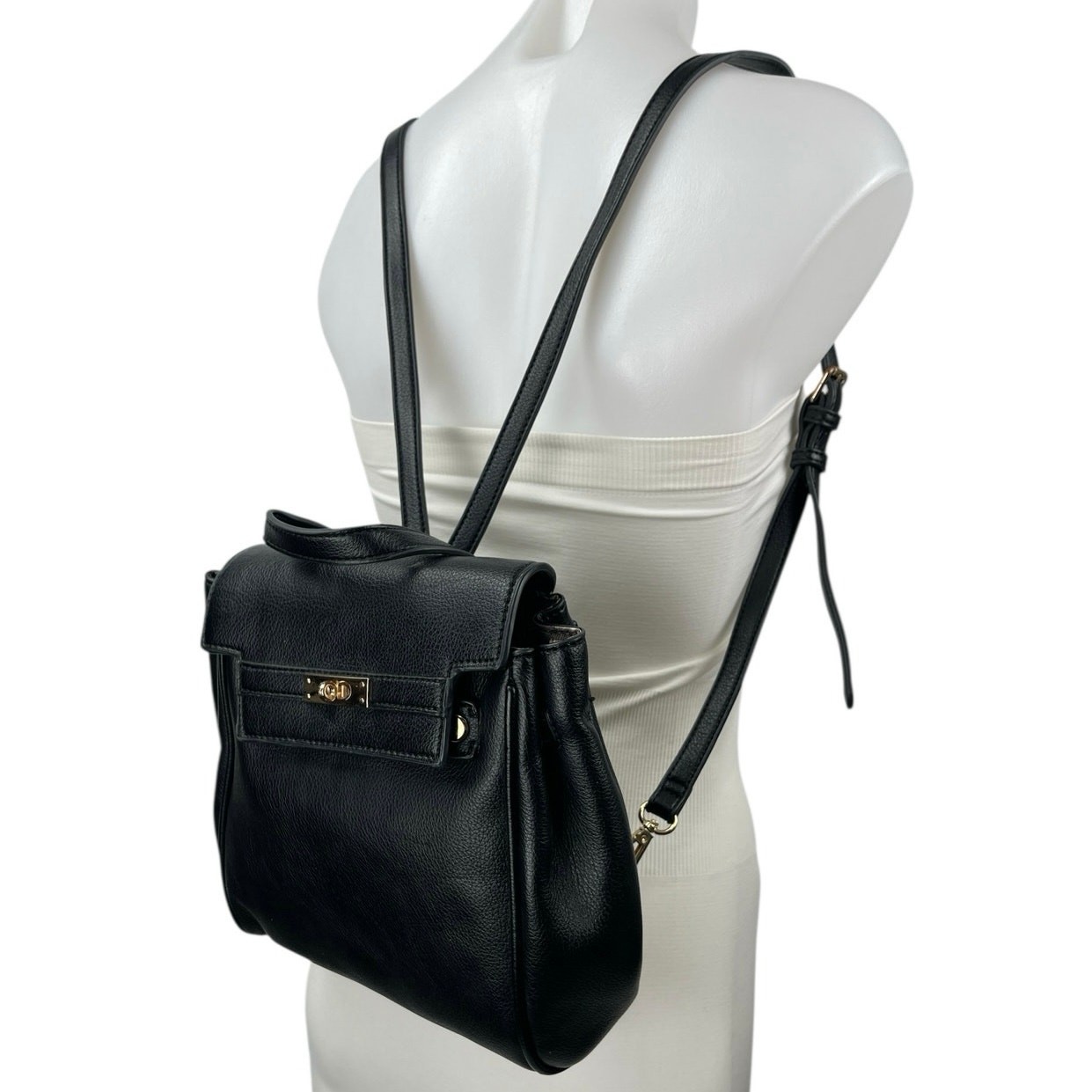 Urban Expressions Black Pebble Faux Leather Vegan Backpack One Size