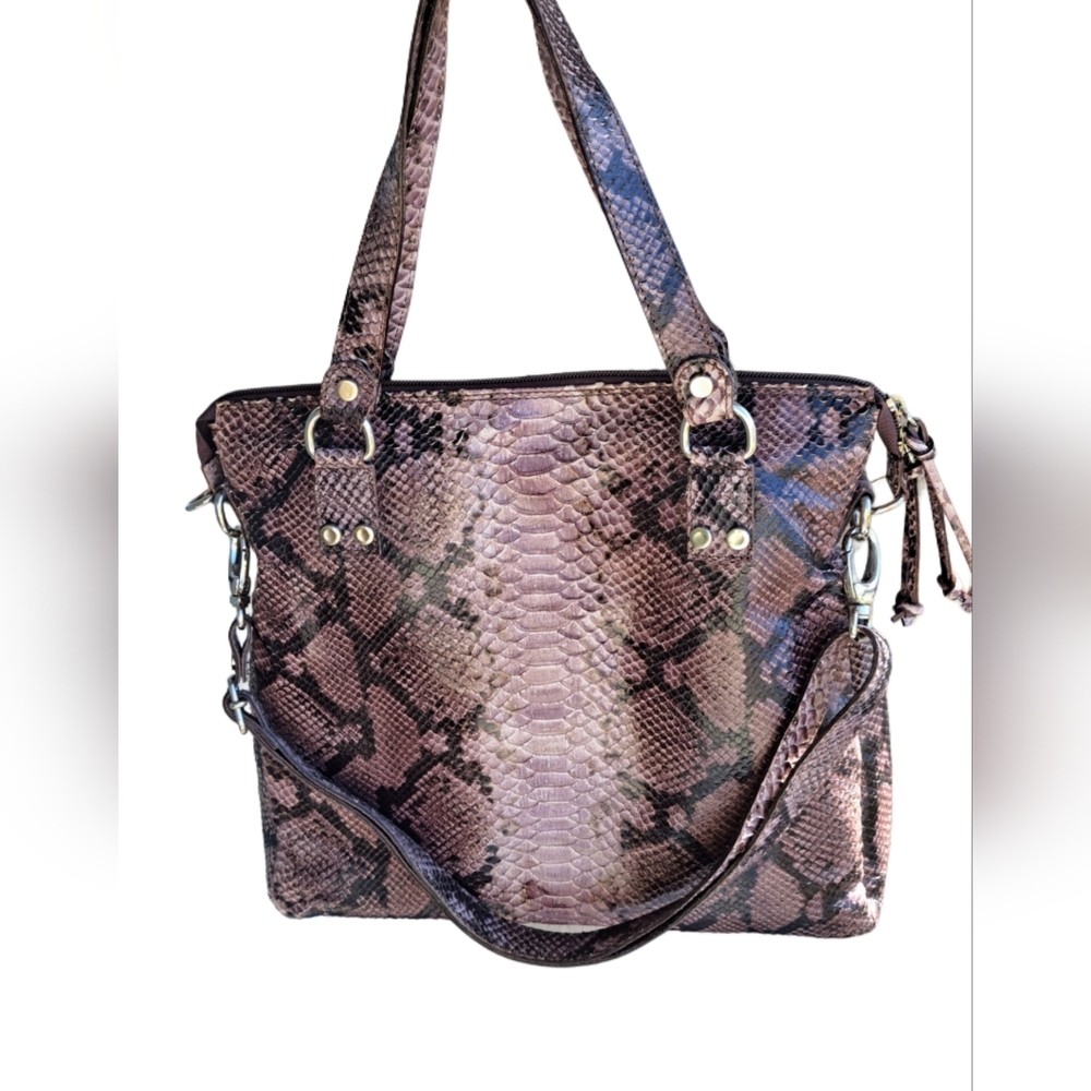 Cavalcanti Leather Python Print Bag
