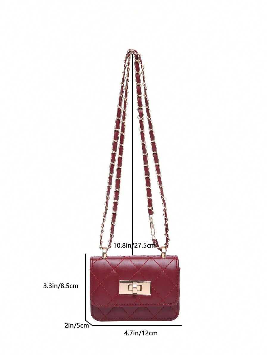 Women Quilted Monogram Square Crossbody Bag Woven Chain Flap Shoulder Purse