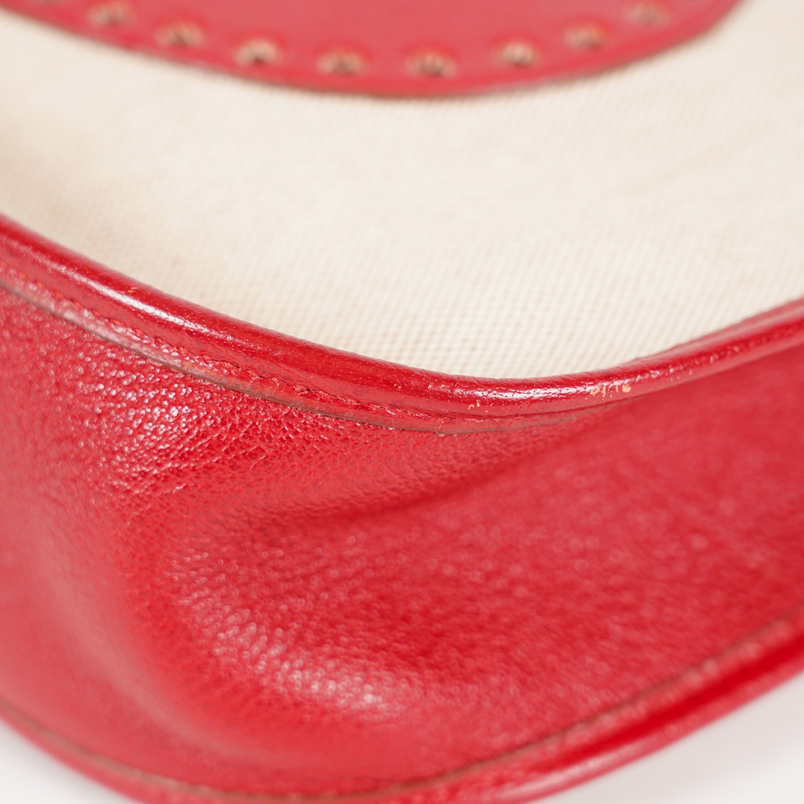 Hermes Rouge Red Taurillon Clemence Leather and Canvas Evelyne 06E0113310019