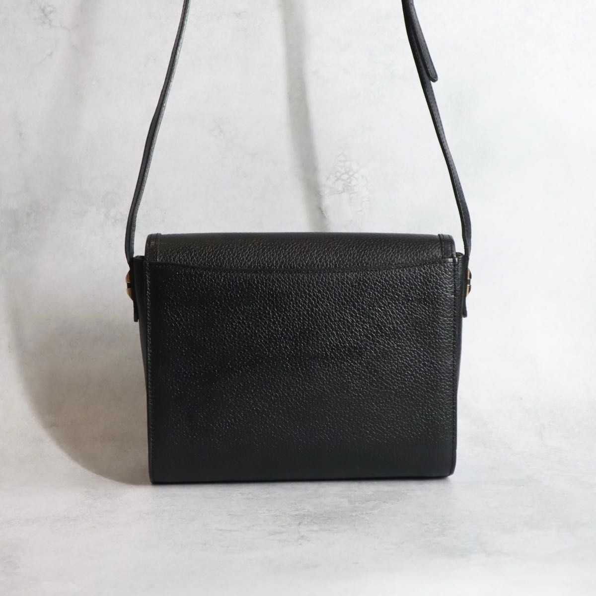 BURBERRY Vintage Flap Shoulder Bag Nova Check Black Leather