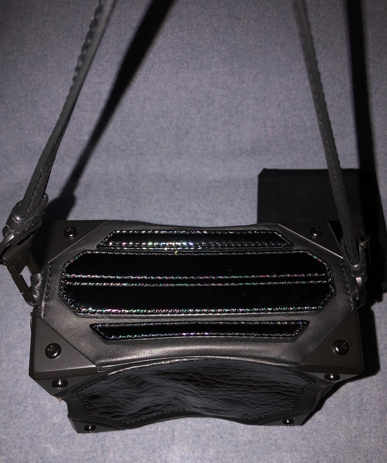 Alexander Wang “Jade” Box Lambskin Patent Clutch Handbag Jade – Holographic $675