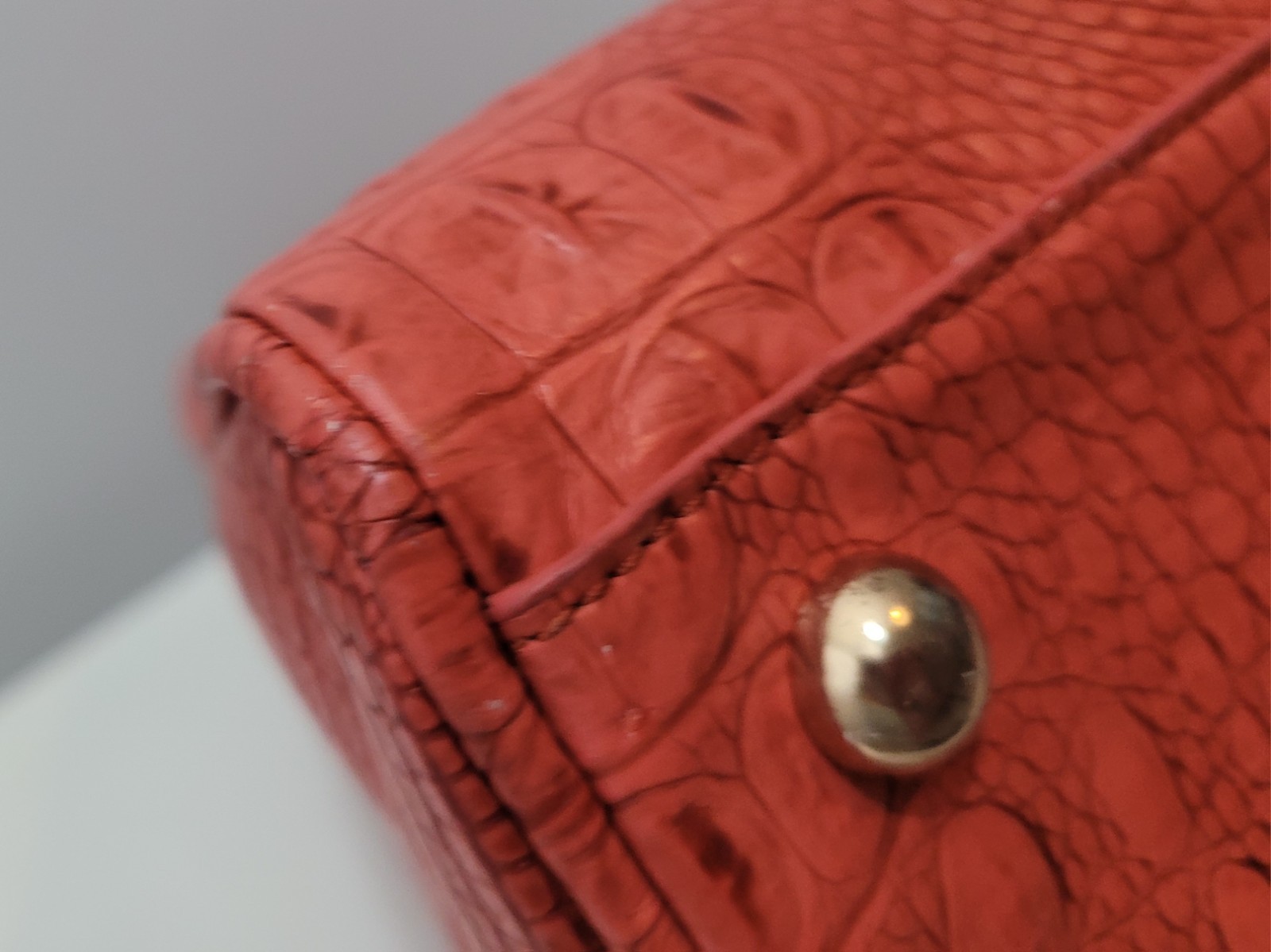 Croc Embossed Satchel Crossbody Bag Orange Faux Leather Shoulder Purse