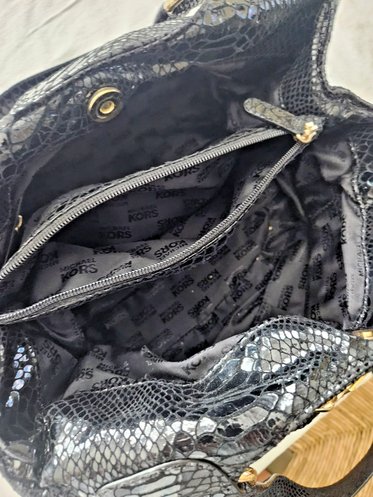 Michael Kors Python -Embossed Leather shoulder bag Lilly Fulton Collection