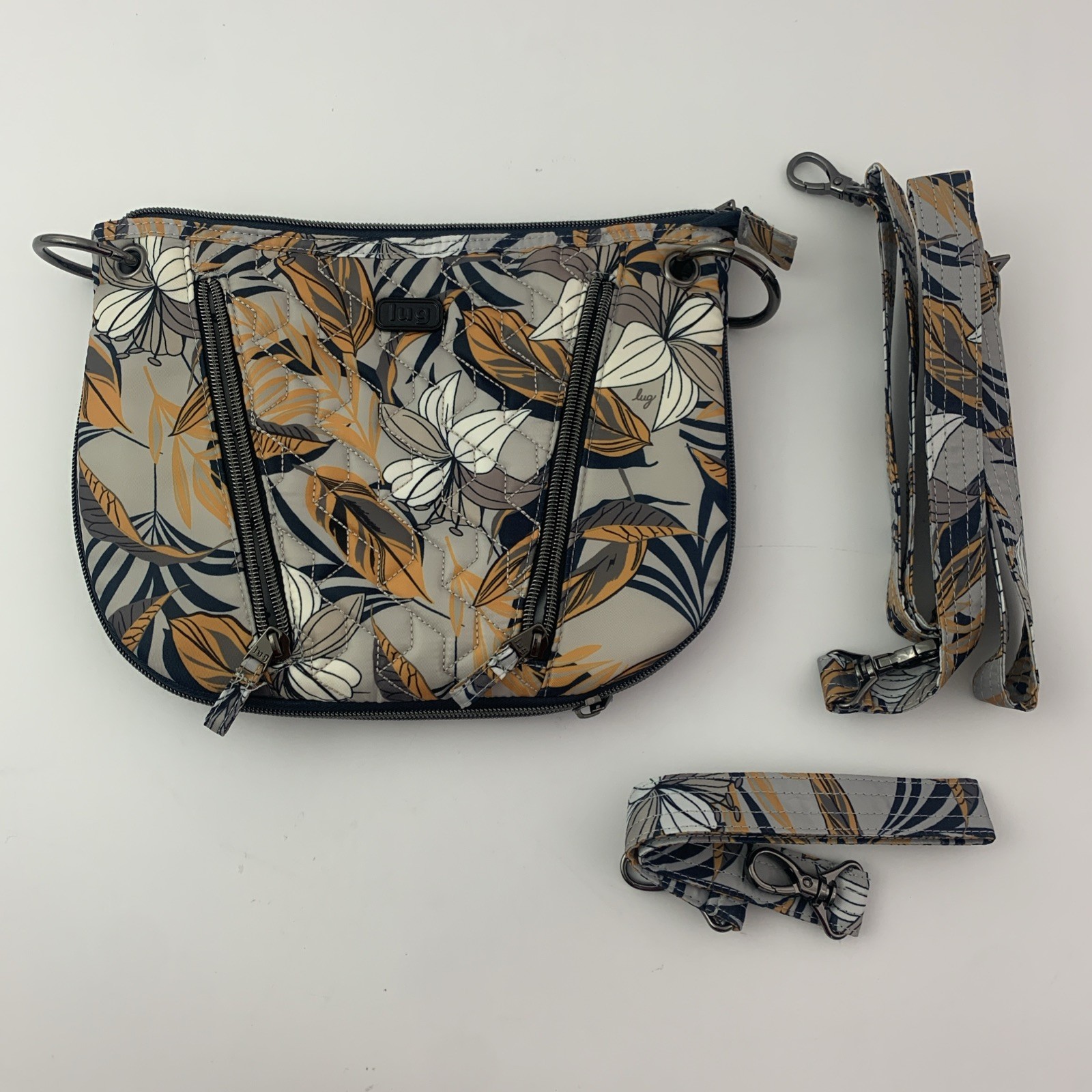 Lug SWIVEL Bag RFID Convertible Crossbody or Waist Hip Lily Grey Floral