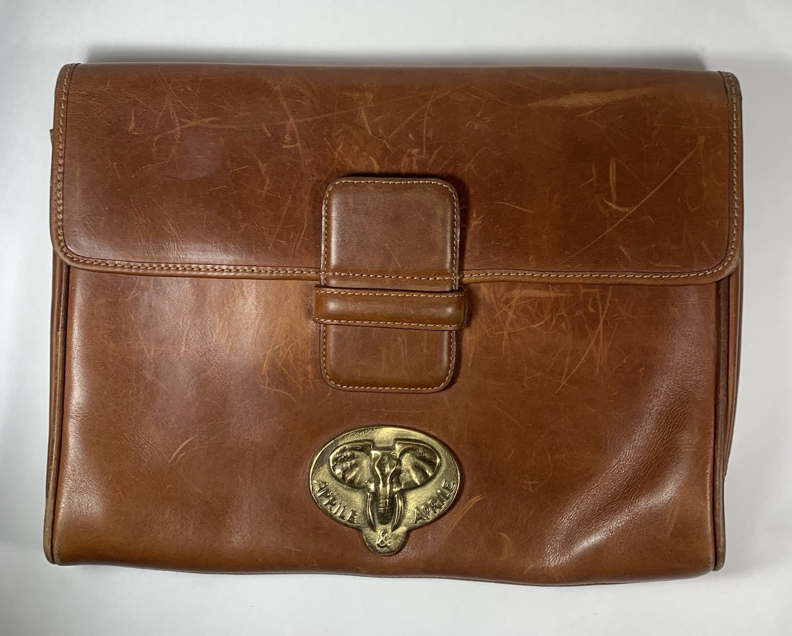 Aprile & Aprile brown leather handbag Elephant Emblem