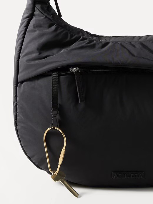 NEW! Athleta ALL ABOUT MEDIUM CROSSBODY HOBO BAG Black, Water Repellent Recycled