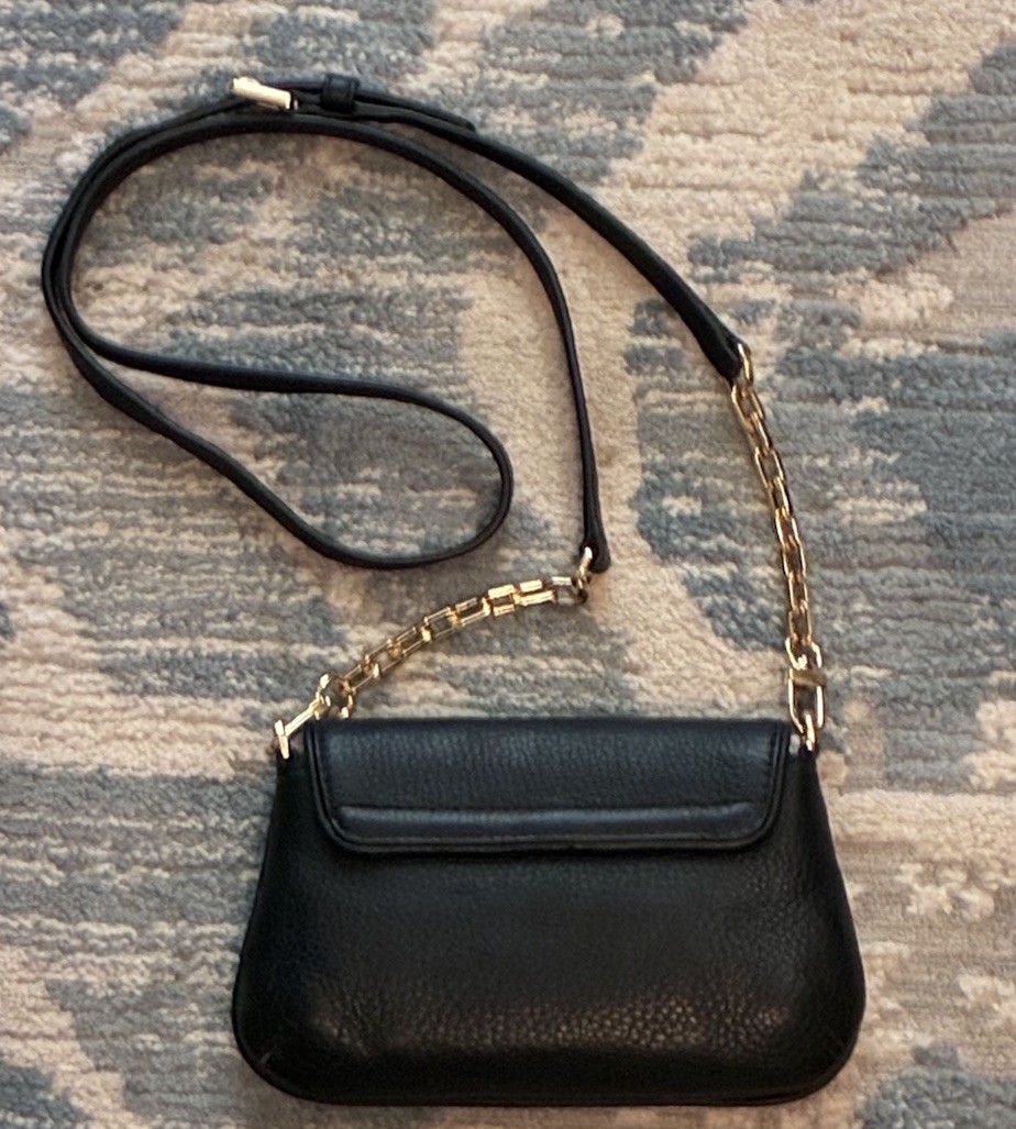 Tory Burch Britten Black Pebbled Leather Convertible Crossbody Gold Hardware EUC