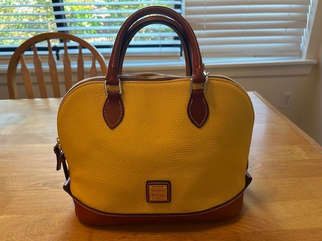 Dooney & Bourke Pebble Grain Zip Zip Satchel – Yellow/Gold –