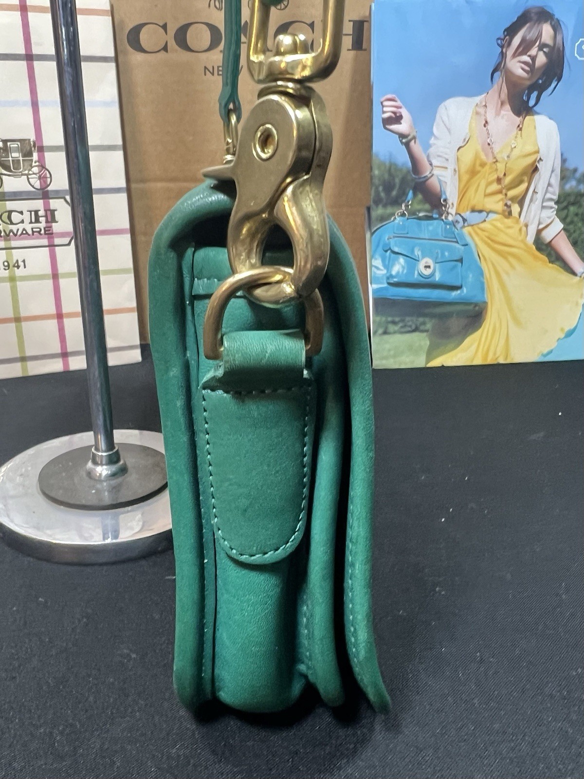 Vintage COACH 9755 Pocket Purse JADE GREEN! NICE COND!