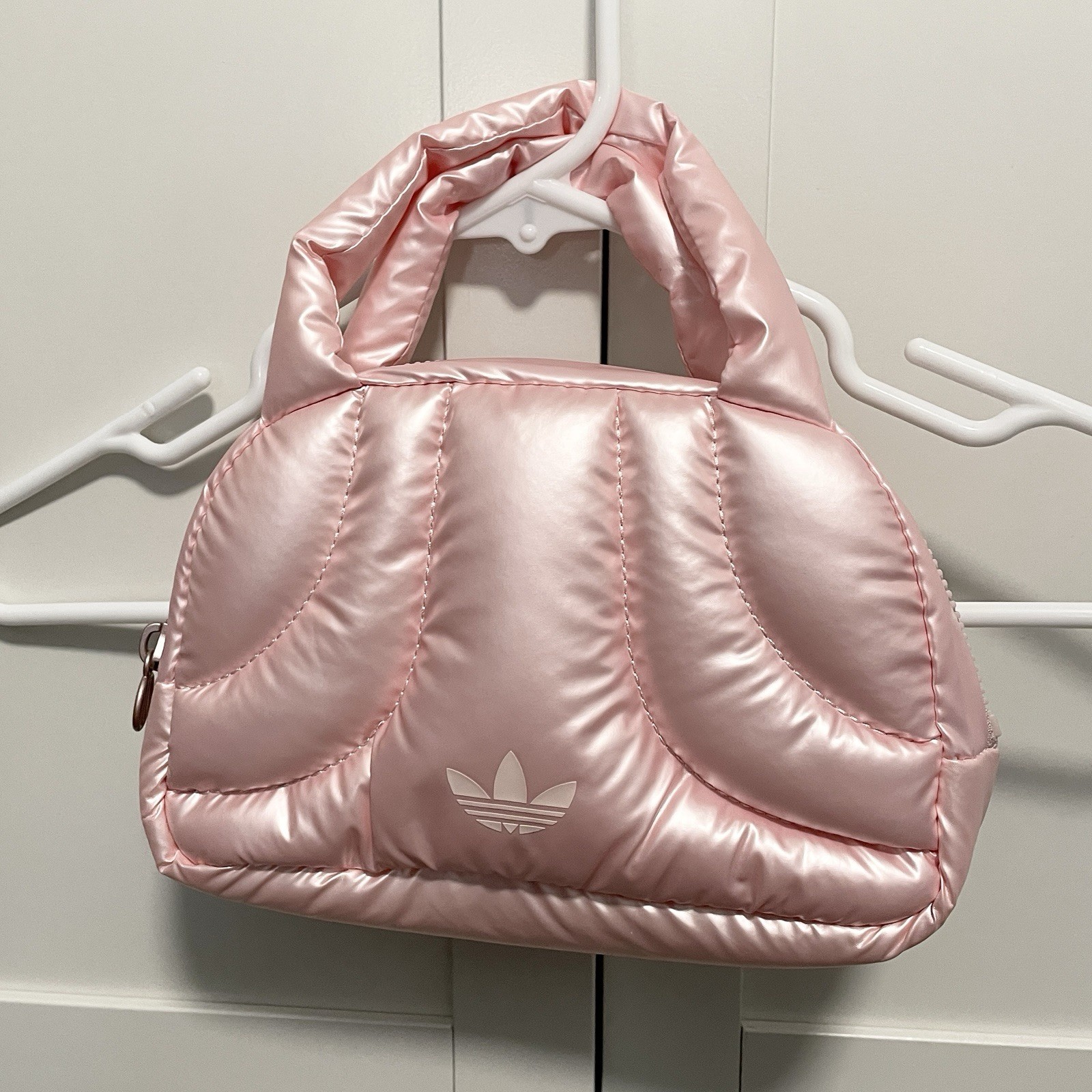 Adidas Mini Bowling Bag Baby Pink Metallic Y2K Retro Pastel Puffer