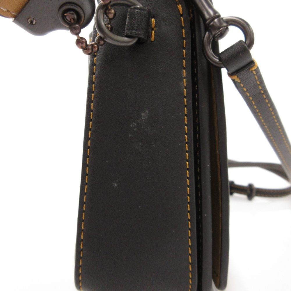 Coach Leather Shoulder Bag Black AB Condition 12x5cm 112-130cm Strap