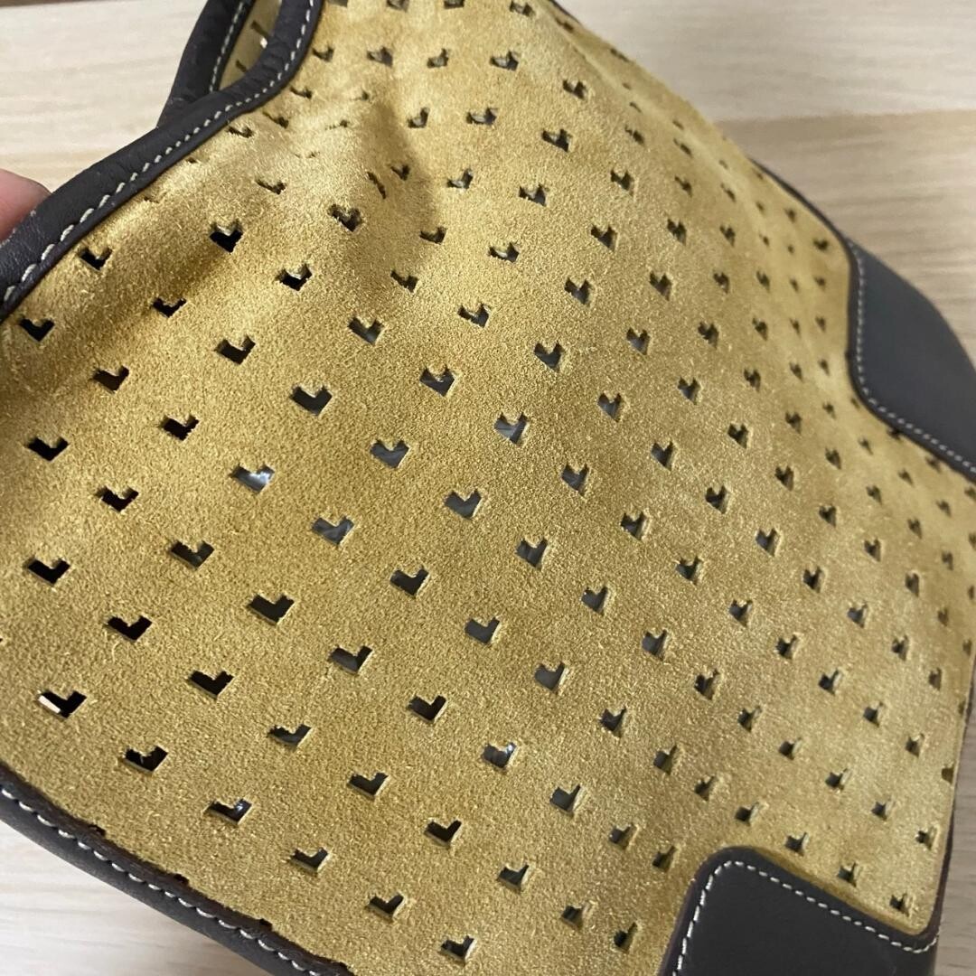 Loewe Anagram Perforated Suede Leather Shoulder Bag Beige Brown Spain from Japan