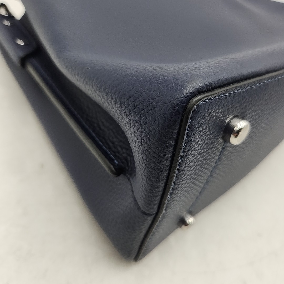 Coach Willow Shoulder Bag – Dark Navy Pebbled Leather/Silver Toned Hardware