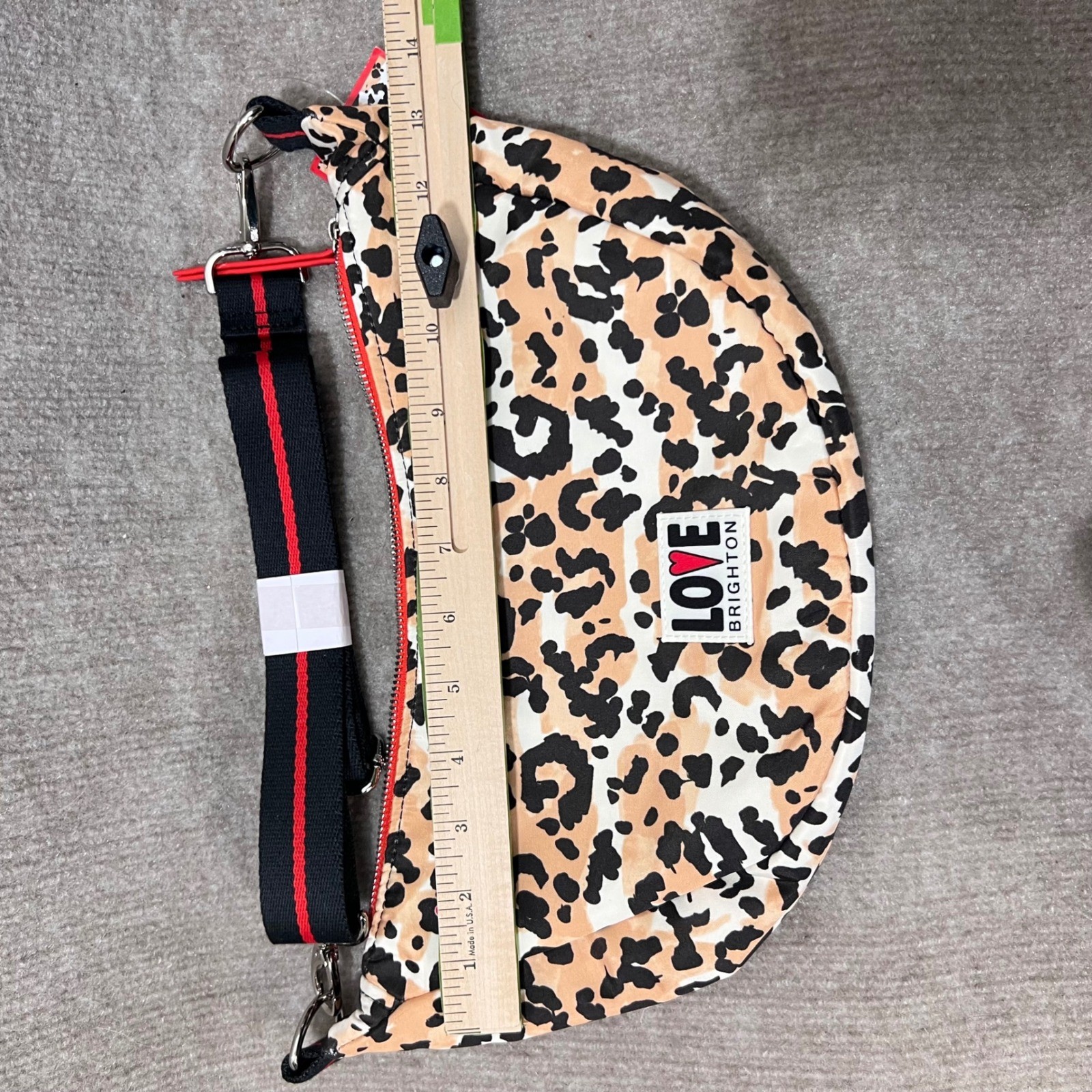 Brighton Spotted Love Swing Bag Leopard Print Red Heart Adjustable Strap