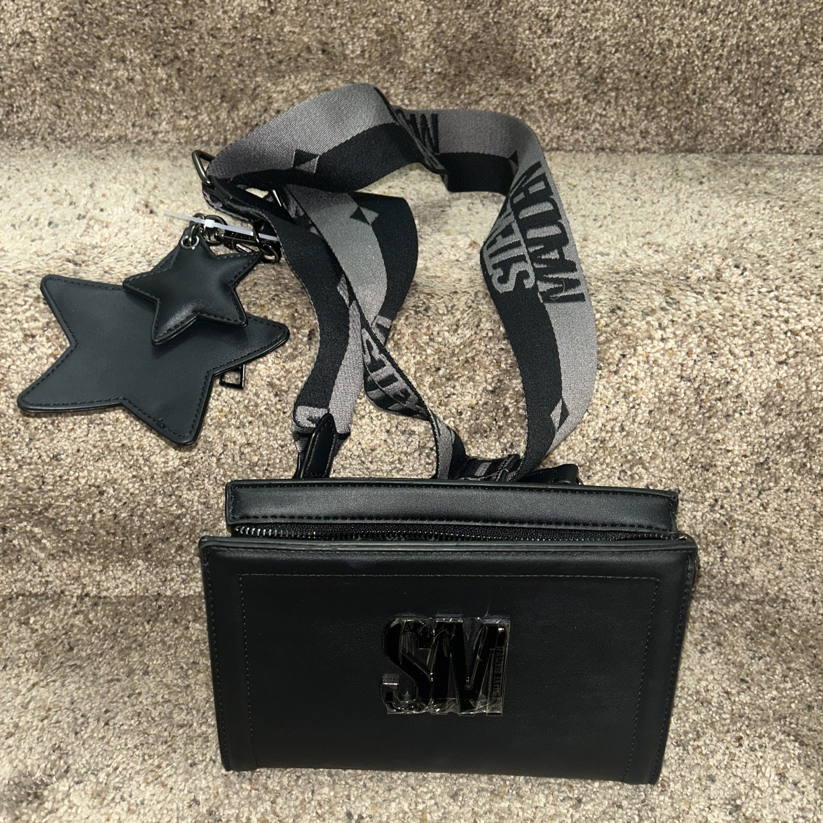 Steve Madden Black BJAYDA Crossbody Bag W/ Star Coin Purse & Star Bag Charm